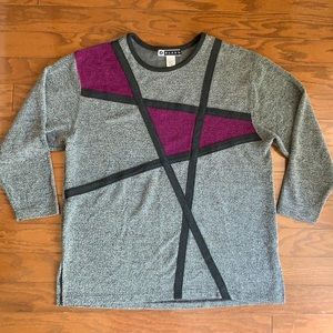 Vintage 80s Unique Colorblock Lightweight Sweatshirt Top by B Blast Size Large